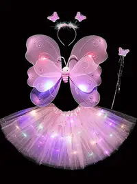 在飛比找Yahoo!奇摩拍賣優惠-【現貨】萬圣節服裝禮物天使小女孩背的發光蝴蝶翅膀奇妙仙子公主