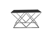 Alsea Console Table Silver Base - Black Glass