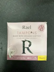 Rael Regular Tampons Made With Organic Cotton Compact Applicator. 18ct