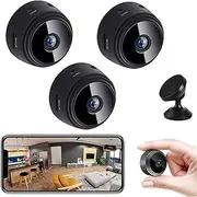 Spy Focus Camera Wireless Mini Hidden Camera,Magnetic Mini Security Camera Outdoor,1080p HD Wireless Magnetic Security Camera,Night Vision Motion Detection Security Cam Covert Cameras 3Pcs Black