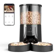 Advwin Automatic Pet Feeder 2 Bowls with Camera 4L Smart Dog Cat Food Dispenser Wifi App Control