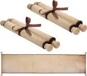 Epakh 2 Pack Blank Paper Scrolls Scroll Wrapped on Wood Rod Old Color