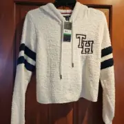 NWT-Tommy Hilfiger Women’s Marshmallow Varsity Crop Hoodie White Size L
