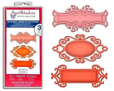 Spellbinders Shapeabilities FANCY TAGS TWO 3 DIES ORNATE S5-030