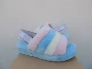 UGG PRIDE STRIPES FLUFF YEAH SLIDE SHEEPSKIN SLIPPER SANDALS, US 5/ EUR 36 ~NIB