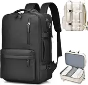 [KEQIKAI] Expandable Travel Backpack for Men Women, Carry on Backpack Airplane Approved 15.6" Laptop Backpack for Flight 50L