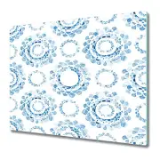 Glass Worktop Kitchen Chopping Board Watercolour blue circles blue 60x52