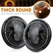 Pair 7'' Inch Round LED Headlight Hi/Lo Sealed Beam Amber DRL For GQ PATROL Jeep