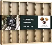 [WELL WENG] for Nespresso Vertuo Capsules - Premium Bamboo Coffee Pod Drawer Insert Organizer for Counter (48 Big or 60 Small Pods)