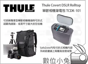 數位小兔【THULE TCDK-101-礦藍 上掀式數位單眼相機包】 相機包 旅行包 後背包 腳架 可放15吋筆電