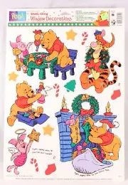 One (1) 12 In. X 17 In. Sheet ~Winnie the Pooh~ Christmas Window Clings.