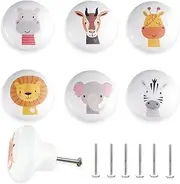[Lasyman] 6 Pack 1.5" 6pack Kids Nursery Animal Ceramic Cute Door Cabinet Decorative Cabinet Dresser Drawer Knobs Lion Drawer Pulls