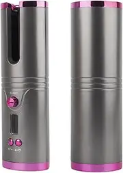 Cordless Automatic Hair Curler Wireless Auto Curling Iron Wand Portable USB Rechargeable Spin Curler Ceramic Barrel Rotating Fast Heating for Hair Styling,Gray