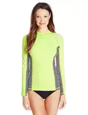Rip Curl Wmns Trestles UV TEE LS Long Sleeve Rashguard LIME neon Size XS