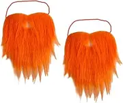 2pcs Prom Party Beard Mustache for Party Decorative Fake Beard Decorative Mustache Simulated Beard Festive Beard Funny Mustache Dancing Party Fake Beard Party Cosplay Prop Orange