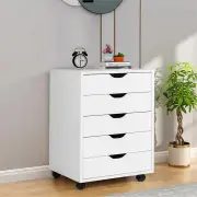 CostwayChest of Drawers with 4 Swivel Wheels for Home and Office