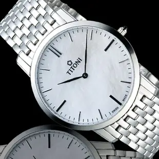 TITONI 梅花麥錶-指定商品-超薄紳士腕錶(TQ52918S-587)-38mm-白貝鋼帶【刷卡回饋 分期0利率】【APP下單4%點數回饋】