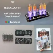 DIY Nixie Clock KIT with Used Tubes IN-8-2 RGB Backlight Alarm *All parts*