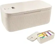 Lockable Storage Box, Medication Locking Box, Versatile Cell Phone Locked Jail with Combination Code, Portable Medicine Safe Case Container for Home Office Storing (Beige White)