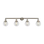 Innovations 202-6-LED Beacon 4 Light Bath, BS Nickel/Clear - 215-SN-G202-6-LED