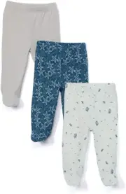 Spasilk Baby Boys' 3 Pack Cotton Pull on Footed Pants