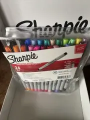 2 PACK of Sharpie Permanent Ultra Fine Pt Tip 24 Assorted Colored Markers New