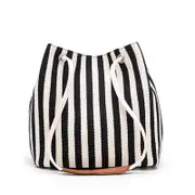Nevenka Womens Canvas Shoulder Bag Commuter Stripes Handbags-Black