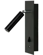 [Oriel Lighting] Hotel 3w LED Spot With Usb and Switch in Black