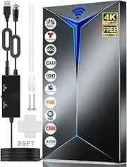 1200+ Miles Amplified TV Antenna for Smart TV Local Channels, TV Antennas Indoor Outdoor Long Range with Signal Booster/35ft Coaxial Cable, Powerful 4K HD Digital Antenna for TV Without Cable