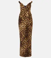 [The New Arrivals Ilkyaz Ozel] The New Arrivals Ilkyaz Ozel Shakti leopard-print cotton corset dress AU 14 brown