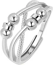 Totority Anxiety Relief Bead Ring for Women Fidget Ring with Rotating Beads for for Special Occasions and Daily Wear