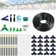 360° Curved Garden Automatic Irrigation System, Adjustable Plant Mist Drip Irrigation Watering System Kit with Atomizing Nozzle and Tubing Hose, for Greenhouse, Yard, Lawn, Plant, Nursery(20m)