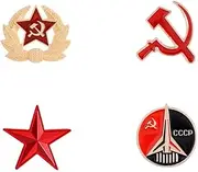 [noxozoqm] 4PCs Communist Enamel Pin Sickle Hammer Star Brooch Button Badge Lapel Pin Set Vintage Creative Soviet Union Russia Brooch Gifts Clothes Party Backpack Decor Accessories, Metal, alloy