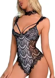 [JINZIJINYU] Women Lingerie Sexy Bodysuit Sexy Perspective Gathered Lace Sexy Suit Japanese Open File One Piece Tights