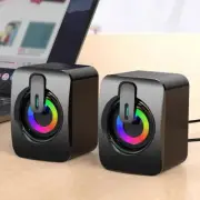 USB Wired Computer Speakers for Desktop Laptop Stereo LED RGB Light Soundbar RL