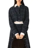 Maje Check Rhinestone Cropped Shirt