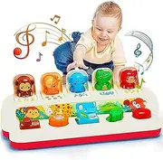 Interactive Pop up Animal Toys with Music & Light, Montessori Cause and Effect Toys for 1 Year Old Boy Girl Early Learning Musical Baby Toys 9-12-18 Months STEM Toddler Toys Age 1-2 Infant