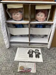 1996 Olympikids - Cabbage Patch Kids Porcelain USA Danbury Mint 2 DOLLS SET 13"