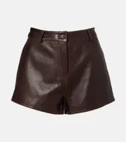 [Nour Hammour] Nour Hammour Leontine leather shorts AU 16 brown
