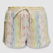 $392 Anna Sui Women's Beige Knit Elastic Waist Shorts Size M