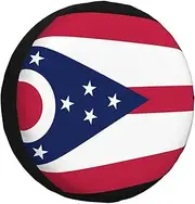 Ohio State Flag Tire Cover,Wheel Cover All-Weather Protection for Trailer,SUV,Truck &More,14 15 16 17 Inches