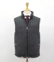 NWT$4150 Brunello Cucinelli Men's Cashmere Blend Pinstripe Down Puffer Vest A252