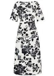 Emilia Wickstead Kora Floral-print Faille Maxi Dress - White And Black - 12 (UK12 / M) 12 (UK12 / M)