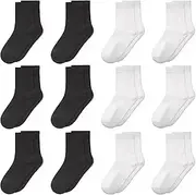 [GENTABY] Kids Socks 12 Pairs Boys Girls Athletic Crew Ankle Socks Toddler Children Casual Unisex School Socks for Ages 1-13