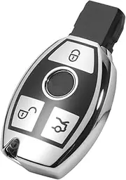 Key Fob Cover Protection Soft TPU Case Red Compatible with Mercedes Benz C300 E350 C E S M CLA GLE GLK SLK Class 08-19，Sliver