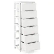 Giantex Vertical Storage Unit Rolling Storage Cabinet w/6 Drawers White