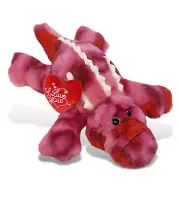 DolliBu I Love You Valentine Plush Pink Tie-Dye Alligator with Red Heart-8 Inch