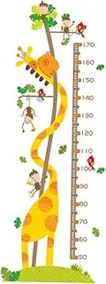 ULDIGI Animal Design Removable Height Chart Sticker PVC Growth Chart Wall Decal with Giraffe and Monkey for Nursery and Living Decor Fun Measuring