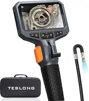 Articulating Borescope with Dual Lens Endoscope Camera, Teslong Two-Way Articulated Industrial Inspection Camera with LED Light, Flexible Mechanic Fiber Optic Snake Scope Cam for Wall Automotive-5FT