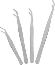 Sturdy 4-Piece Garden Tweezers Kit Stainless Steel Mini Full Size for Bonsai Gardening and Craft Projects